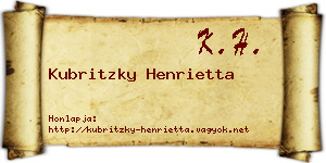 Kubritzky Henrietta névjegykártya